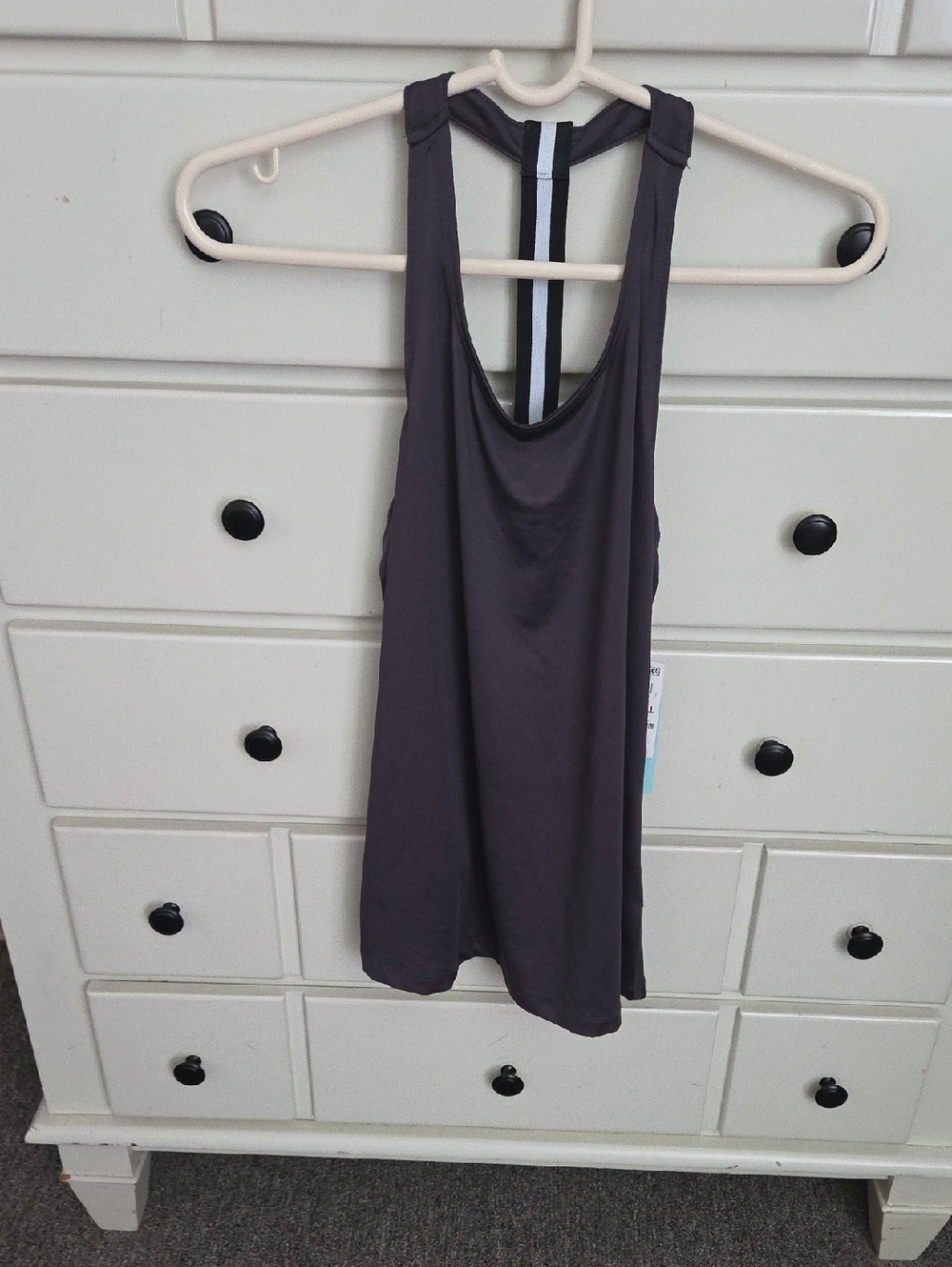 Ideology Charcoal Racerback Tank with Striped Back Detail